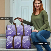 Hawaii Lavender Kapa Travel Bag Vintage 'Ohe Kāpala Motifs Mix Plumeria Leis