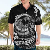 Polynesian Plumeria Hawaiian Shirt Ride The Waves - Black LT7 - Polynesian Pride