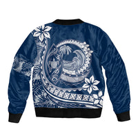 Polynesian Plumeria Bomber Jacket Ride The Waves - Navy Blue LT7 - Polynesian Pride