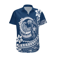 Polynesian Plumeria Hawaiian Shirt Ride The Waves - Navy Blue LT7 Navy Blue - Polynesian Pride