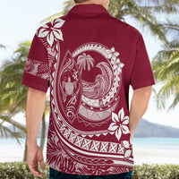 Polynesian Plumeria Hawaiian Shirt Ride The Waves - Burgundy LT7 - Polynesian Pride