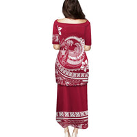 Polynesian Plumeria Puletasi Ride The Waves - Burgundy LT7 - Polynesian Pride