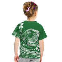 Polynesian Plumeria Kid T Shirt Ride The Waves - Green LT7 - Polynesian Pride