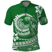 Polynesian Plumeria Polo Shirt Ride The Waves Green LT7 Green - Polynesian Pride