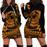 Polynesian Plumeria Hoodie Dress Ride The Waves - Orange LT7 - Polynesian Pride