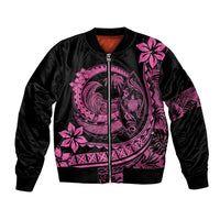 Polynesian Plumeria Bomber Jacket Ride The Waves - Pink LT7 Unisex Pink - Polynesian Pride