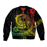 Polynesian Plumeria Bomber Jacket Ride The Waves - Reggae LT7 Unisex Reggae - Polynesian Pride