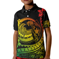 Polynesian Plumeria Kid Polo Shirt Ride The Waves - Reggae LT7 Kid Reggae - Polynesian Pride