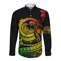Polynesian Plumeria Long Sleeve Button Shirt Ride The Waves - Reggae LT7 Unisex Reggae - Polynesian Pride