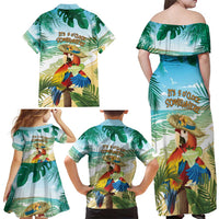 Aloha Hawaii It's 5 o'clock Somewhere Family Matching Off Shoulder Maxi Dress and Hawaiian Shirt - Polynesian Pride