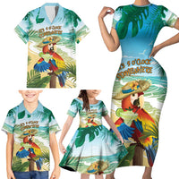 Aloha Hawaii It's 5 o'clock Somewhere Family Matching Short Sleeve Bodycon Dress and Hawaiian Shirt - Polynesian Pride