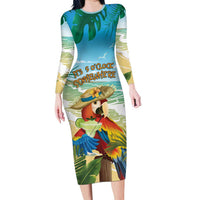 Aloha Hawaii It's 5 o'clock Somewhere Long Sleeve Bodycon Dress - Polynesian Pride