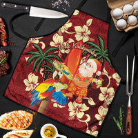 Crimson Red Tropical Christmas Hawaii Tapa Apron Aloha Santa Drink Party - Polynesian Pride