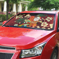 Crimson Red Tropical Christmas Hawaii Tapa Auto Sun Shade Aloha Santa Drink Party - Polynesian Pride