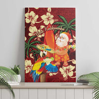 Crimson Red Tropical Christmas Hawaii Tapa Canvas Wall Art Aloha Santa Drink Party - Polynesian Pride
