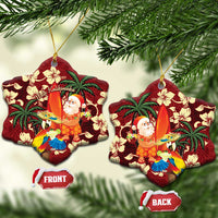 Crimson Red Tropical Christmas Hawaii Tapa Ceramic Ornament Aloha Santa Drink Party - Polynesian Pride