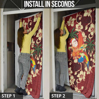 Crimson Red Tropical Christmas Hawaii Tapa Door Cover Aloha Santa Drink Party - Polynesian Pride