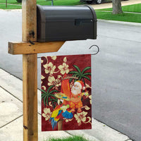 Crimson Red Tropical Christmas Hawaii Tapa Garden Flag Aloha Santa Drink Party - Polynesian Pride