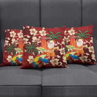 Crimson Red Tropical Christmas Hawaii Tapa Pillow Cover Aloha Santa Drink Party - Polynesian Pride