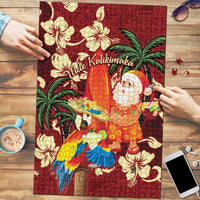 Crimson Red Tropical Christmas Hawaii Tapa Puzzle Aloha Santa Drink Party - Polynesian Pride
