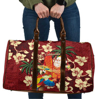 Crimson Red Tropical Christmas Hawaii Tapa Travel Bag Aloha Santa Drink Party - Polynesian Pride
