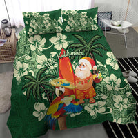 Moss Green Tropical Christmas Hawaii Tapa Bedding Set Aloha Santa Drink Party - Polynesian Pride