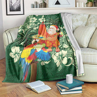 Moss Green Tropical Christmas Hawaii Tapa Blanket Aloha Santa Drink Party - Polynesian Pride