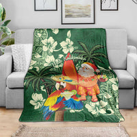 Moss Green Tropical Christmas Hawaii Tapa Blanket Aloha Santa Drink Party - Polynesian Pride