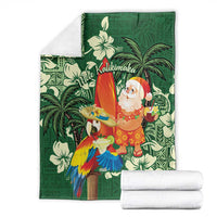 Moss Green Tropical Christmas Hawaii Tapa Blanket Aloha Santa Drink Party - Polynesian Pride