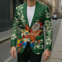 Moss Green Tropical Christmas Hawaii Tapa Blazer Aloha Santa Drink Party - Polynesian Pride