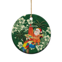 Moss Green Tropical Christmas Hawaii Tapa Ceramic Ornament Aloha Santa Drink Party - Polynesian Pride