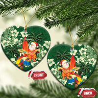 Moss Green Tropical Christmas Hawaii Tapa Ceramic Ornament Aloha Santa Drink Party - Polynesian Pride