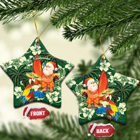 Moss Green Tropical Christmas Hawaii Tapa Ceramic Ornament Aloha Santa Drink Party - Polynesian Pride
