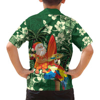 Moss Green Tropical Christmas Hawaii Tapa Family Matching Puletasi and Hawaiian Shirt Aloha Santa Drink Party - Polynesian Pride