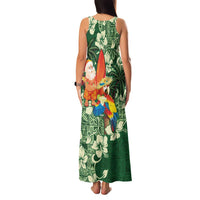 Moss Green Tropical Christmas Hawaii Tapa Family Matching Tank Maxi Dress and Hawaiian Shirt Aloha Santa Drink Party - Polynesian Pride