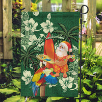 Moss Green Tropical Christmas Hawaii Tapa Garden Flag Aloha Santa Drink Party - Polynesian Pride
