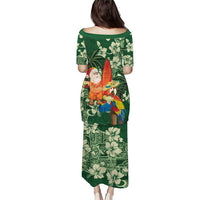 Moss Green Tropical Christmas Hawaii Tapa Puletasi Aloha Santa Drink Party - Polynesian Pride