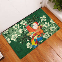 Moss Green Tropical Christmas Hawaii Tapa Rubber Doormat Aloha Santa Drink Party - Polynesian Pride