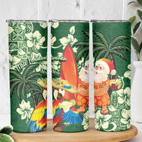 Moss Green Tropical Christmas Hawaii Tapa Skinny Tumbler Aloha Santa Drink Party - Polynesian Pride