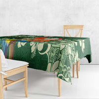 Moss Green Tropical Christmas Hawaii Tapa Tablecloth Aloha Santa Drink Party - Polynesian Pride