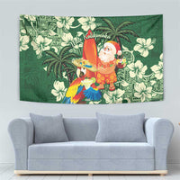 Moss Green Tropical Christmas Hawaii Tapa Tapestry Aloha Santa Drink Party - Polynesian Pride