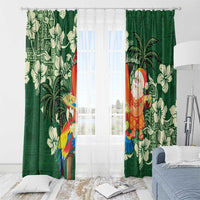 Moss Green Tropical Christmas Hawaii Tapa Window Curtain Aloha Santa Drink Party - Polynesian Pride