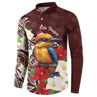 Felis Pasgua Guam Button Sweatshirt Christmas Sihek Kingfisher with Guasali