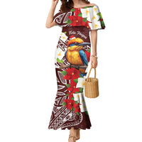 Felis Pasgua Guam Mermaid Dress Christmas Sihek Kingfisher with Guasali LT7 Women Crimson - Polynesian Pride