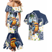 Hafa Adai Guam Couples Matching Mermaid Dress and Hawaiian Shirt Sihek Guam Kingfisher with Guasali