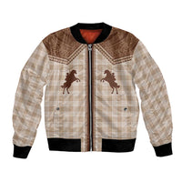 Aloha Hawaii Cowboys Paniolo Bomber Jacket Beige Palaka - Polynesian Pride
