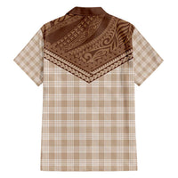 Aloha Hawaii Cowboys Paniolo Family Matching Short Sleeve Bodycon Dress and Hawaiian Shirt Beige Palaka - Polynesian Pride