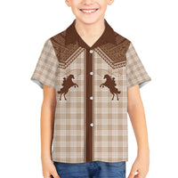 Aloha Hawaii Cowboys Paniolo Family Matching Summer Maxi Dress and Hawaiian Shirt Beige Palaka - Polynesian Pride