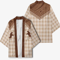 Aloha Hawaii Cowboys Paniolo Kimono Beige Palaka - Polynesian Pride