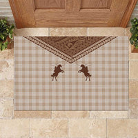 Aloha Hawaii Cowboys Paniolo Rubber Doormat Beige Palaka - Polynesian Pride